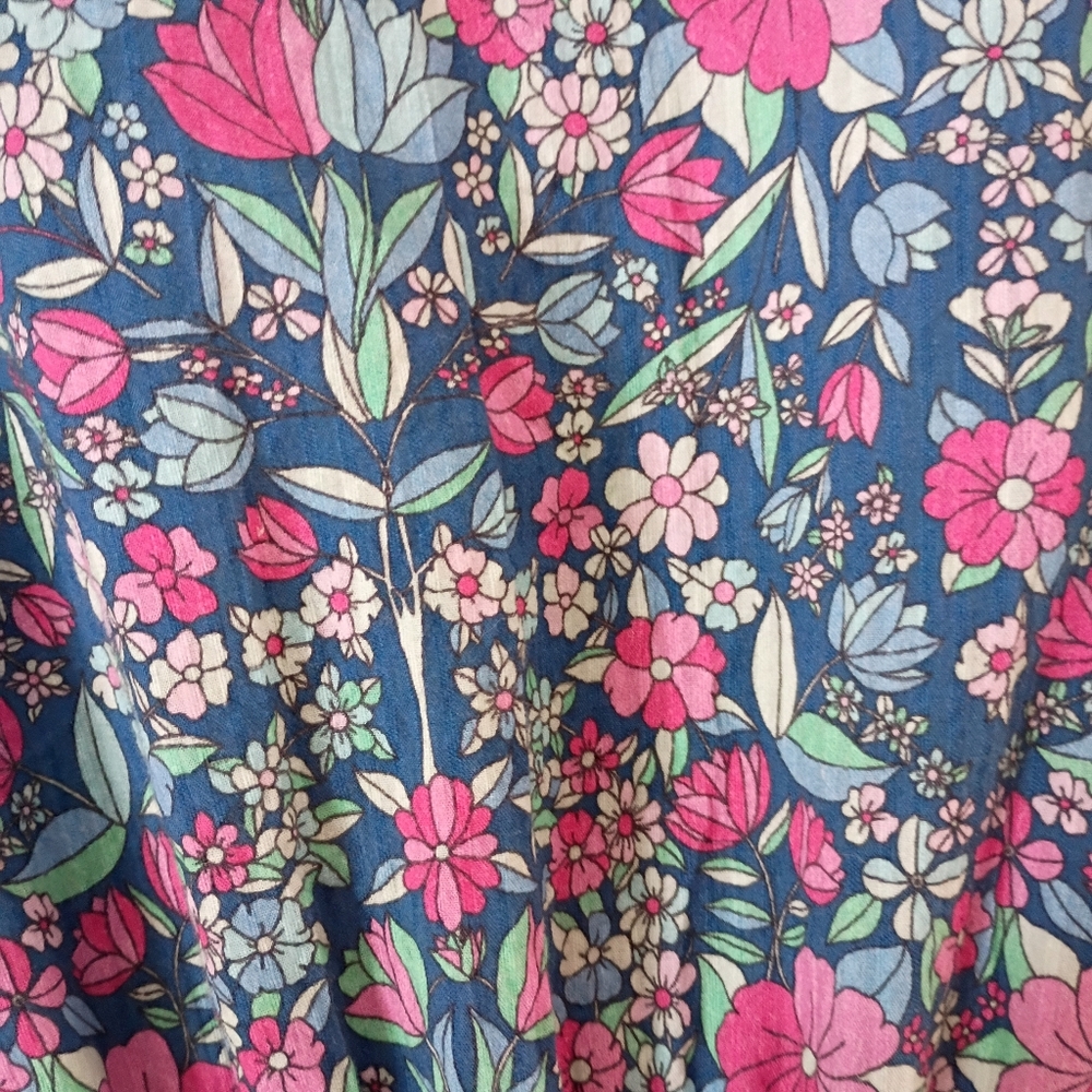Shoshanna Vibrant Floral Puff Sleeve Mini Dress.Pit To Pit 18" - Picture 7 of 10